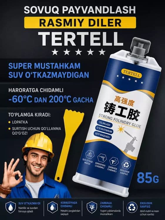 Sovuq payvandlash 85 g ikki komponentli shpritsda

 TERTELL epoksi yop — 1