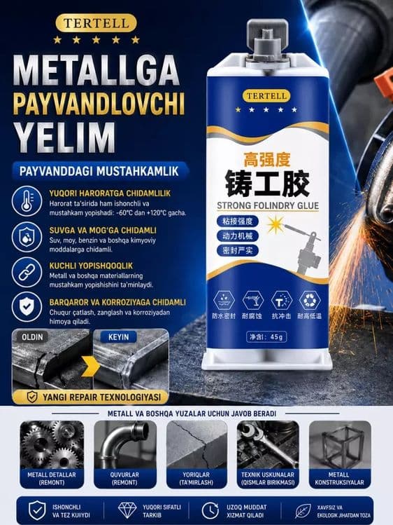 Sovuq payvandlash 85 g ikki komponentli shpritsda

 TERTELL epoksi yop — 2