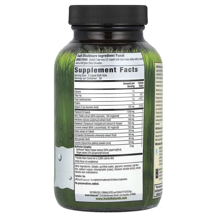 Расторопша, Силимарин Irwin Naturals, Milk Thistle Liver Detox — 2