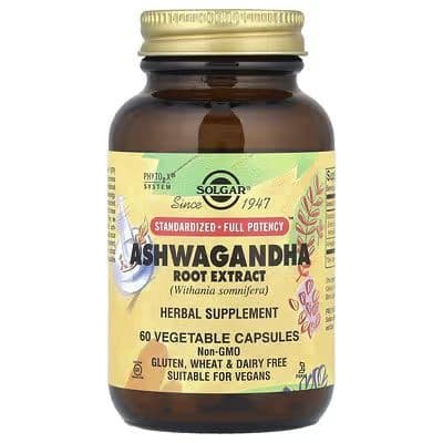 Экстракт корня ашваганды 60капсул Solgar Ashwagandha из Америки — 1