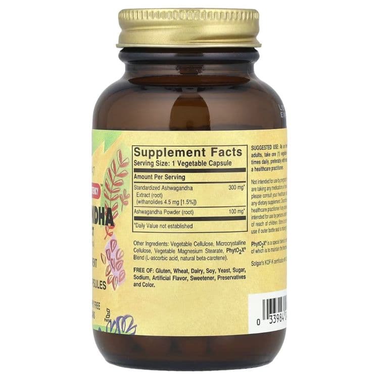 Экстракт корня ашваганды 60капсул Solgar Ashwagandha из Америки — 2