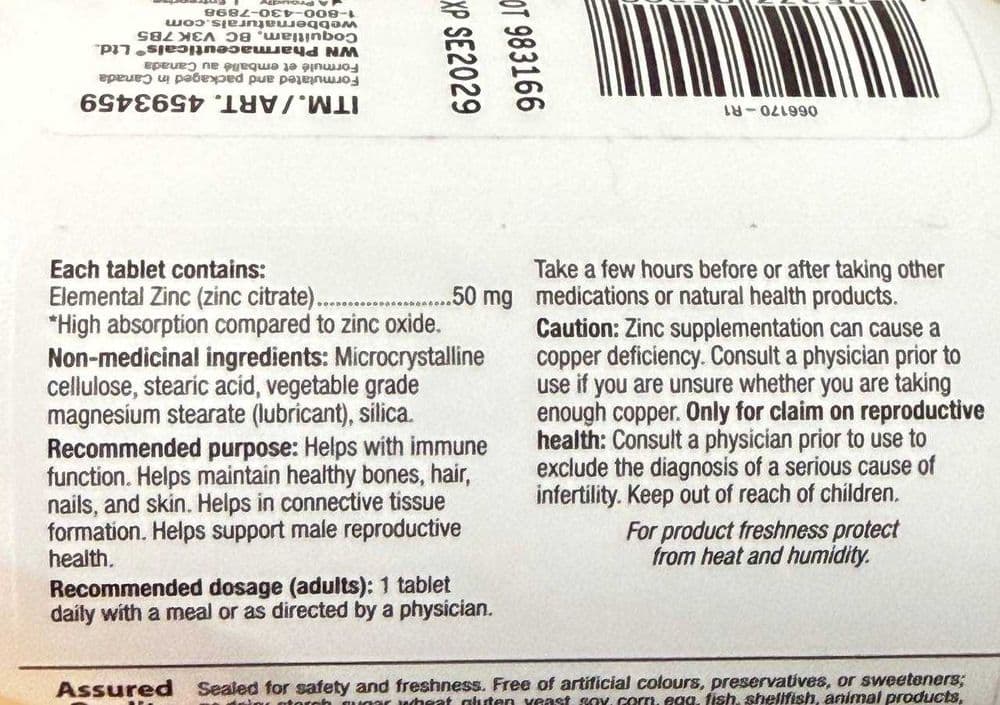 Цитрат Цинка  400 капсул Webber Naturals Zinc Citrate 50 mg — 2