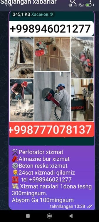 Beton kesish teshish xizmati — 3