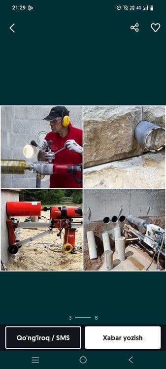 Almazniy bur almazniy rezka teshik tashish beton kesish xizmati — 6