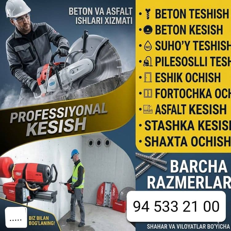 Almazne rezk beton kesish va kesish алмазне резка и бур — 1