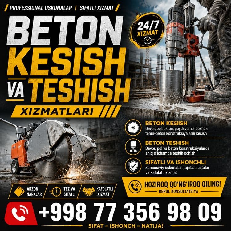 Almazne bur xizmati beton teshish beton keshish beton buzish  xizmati — 1