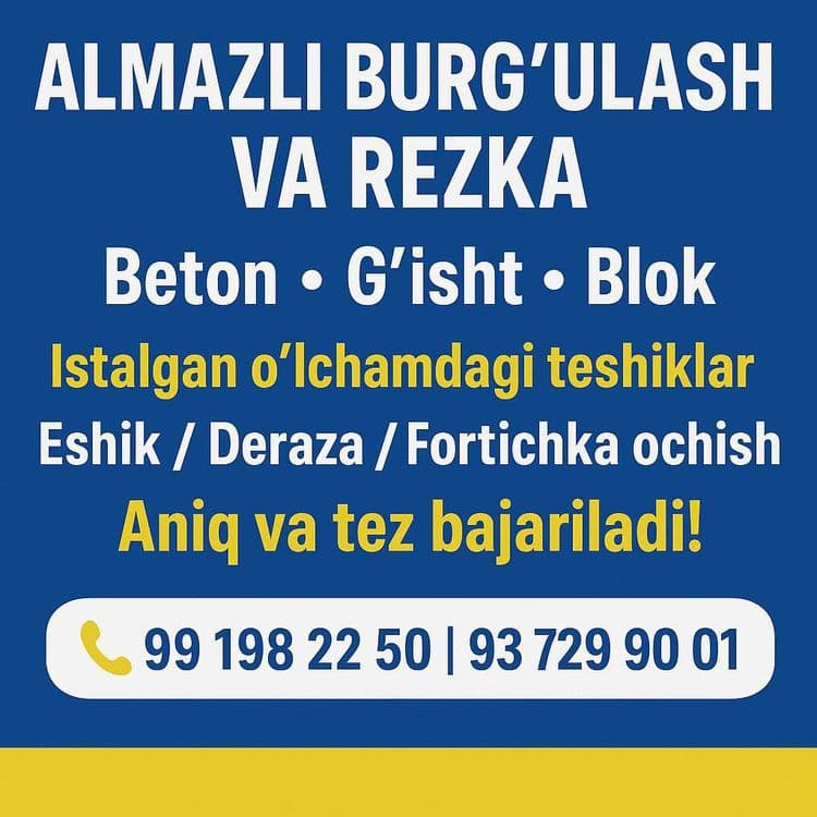 Almazne bur almazne rezka eshik deraza fortichka ochish xizmati — 3