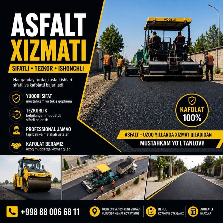 Asfalt ishlari kafolat bilan, narxlar esa hamyonbop! — 1