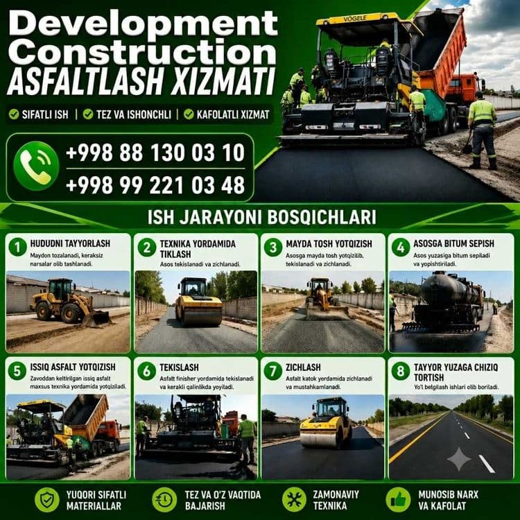 DEVELOPMENT CONSTRUCTION asfalt qilish ichki yo'llarni — 1