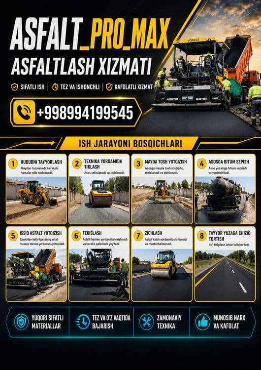 Asfalt Асфальт Asphalt yotqizish xizmati — 1