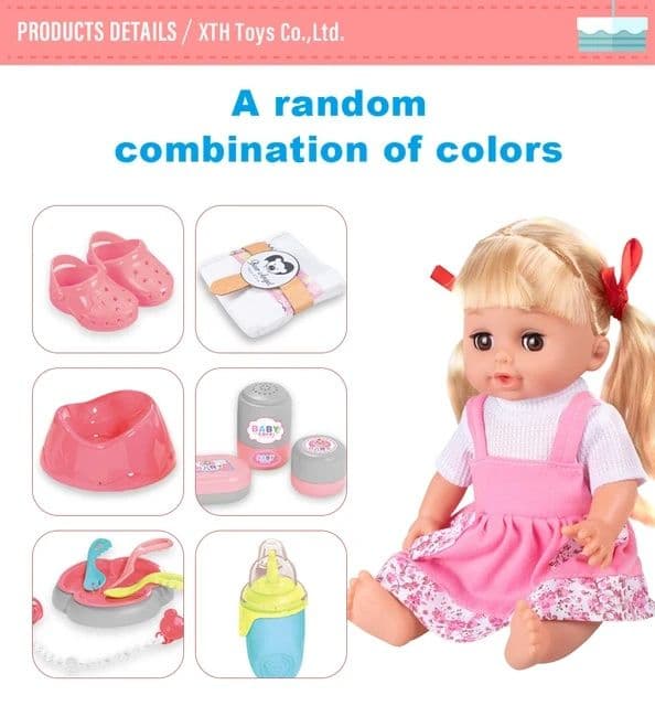 Игровой набор Кукла пупс Deluxe в розовом сарафане в полоску 30 см — 3