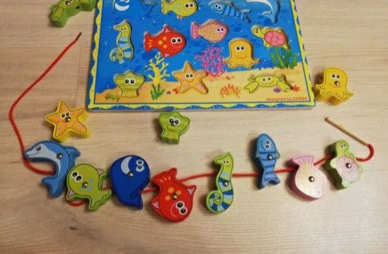 Деревянная рыбалка,деревянная детская развивающая игрушка. — 4