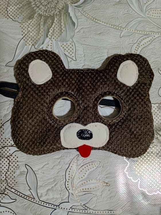 Маска Медведя из велюра и кожзама, на резинке — 3