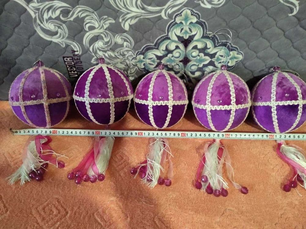 Ёлочные игрушки,Шары с кисточками,с камушками,не бьющиеся — 2