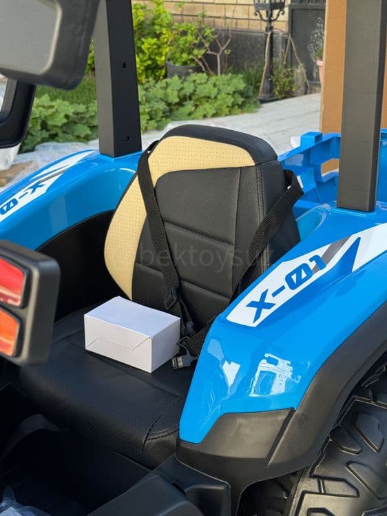 Детский Синий Трактор 24V с прицепом EVA колеса пульт Bluetooth mp4 — 8