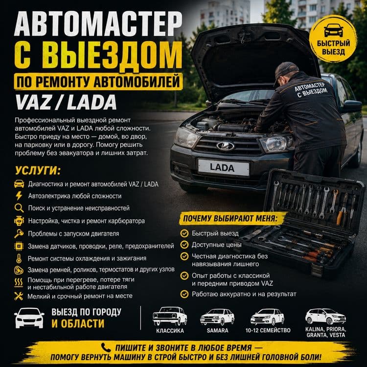 Автомастер с выездом по ремонту VAZ / Ваз/ Лада — 1