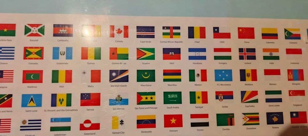 Карта мира с флагами большой раззмер 150 х 93см можно писать маркером — 3