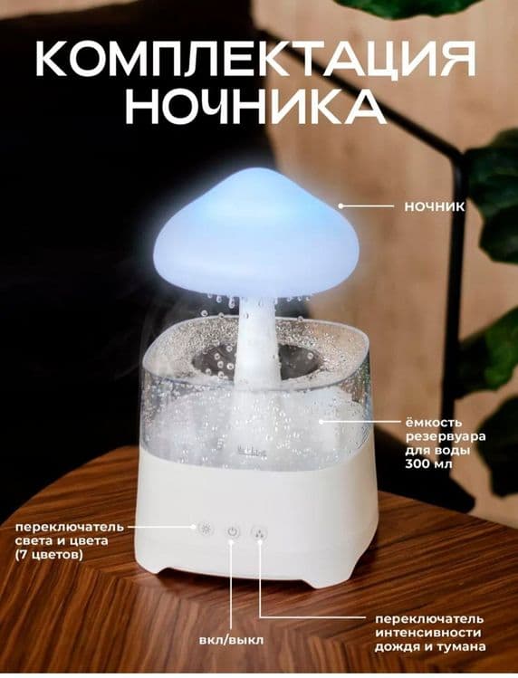 Увлажнитель воздуха ночник Led подсветкой с Bluetooth колонкой — 2