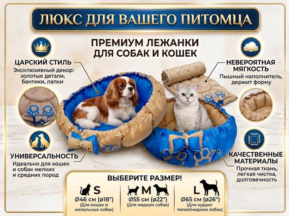 Люксовая лежанка для собак и кошек — 1
