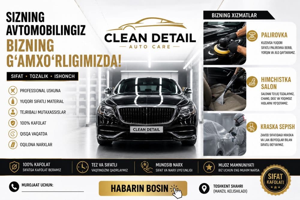 Professiyonal avto Himchistka va deteling xizmatlari