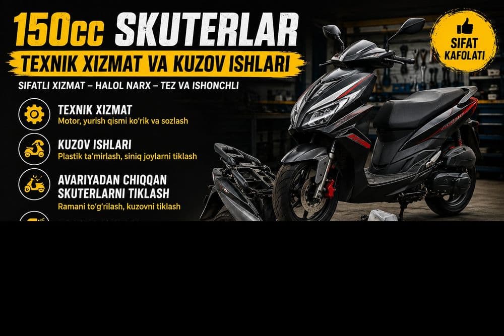 150kublik skuterlar uchun texnik xizmat va kuzov ishlari — 1