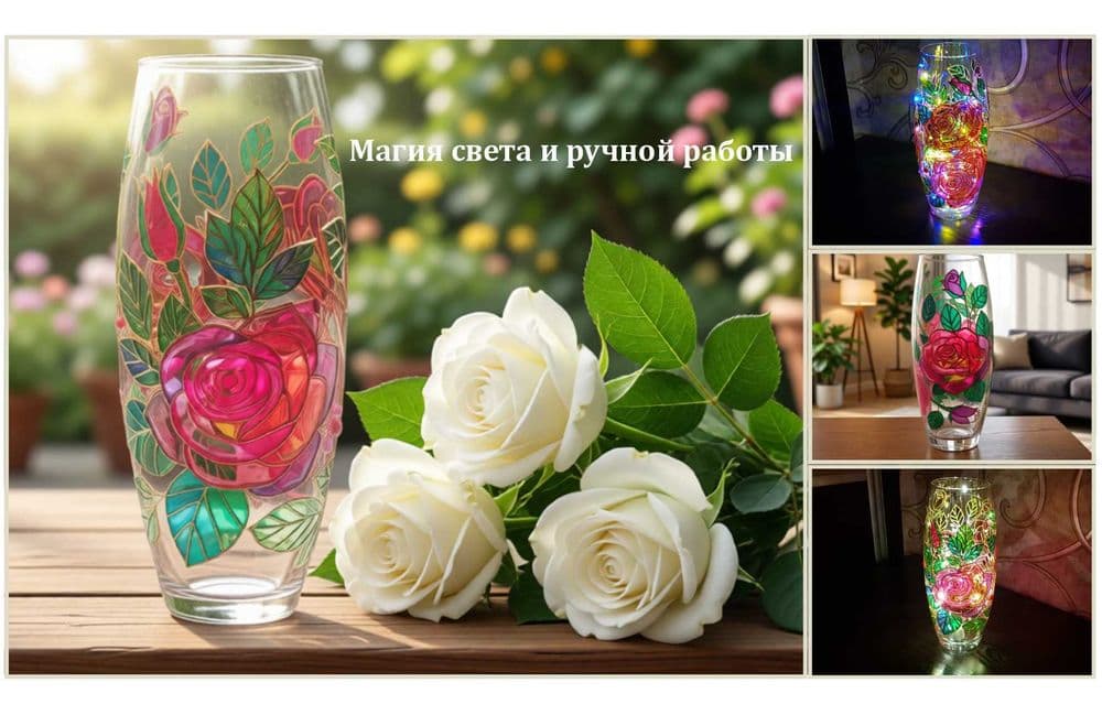 Эксклюзивный подарок: Авторская ваза-ночник 3в1 (ручная работа) — 1