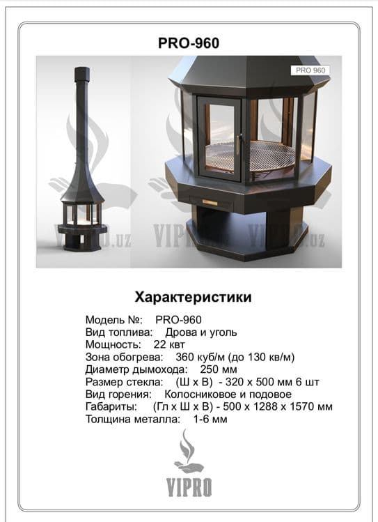 Камин островной "PRO-960",каминная топка,печь,отопление,обогрев — 2
