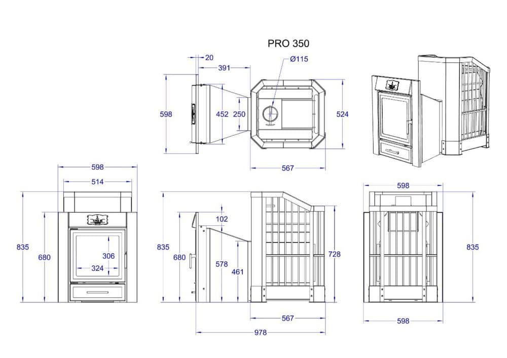 Печь для бани,сауны “PRO-350 PANORAMA”,сауна,баня,хамам — 2