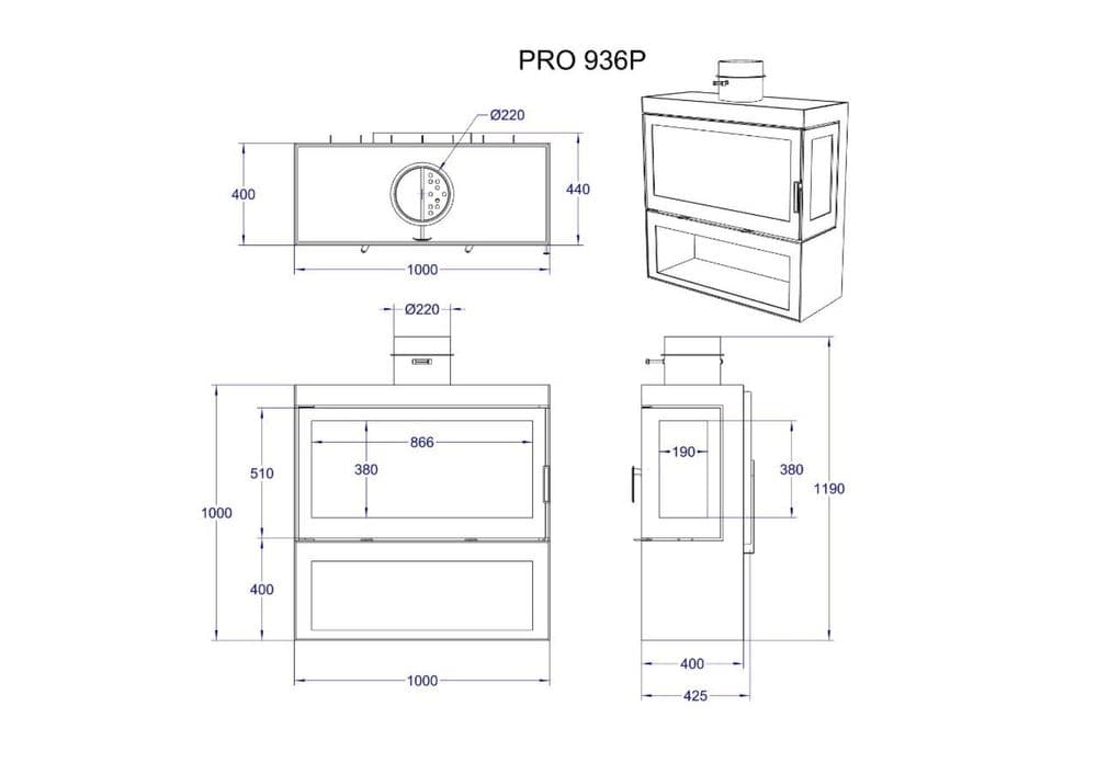 Камин “PRO-936P” в стиле минимализма,каминная топка,котёл,отопление — 2