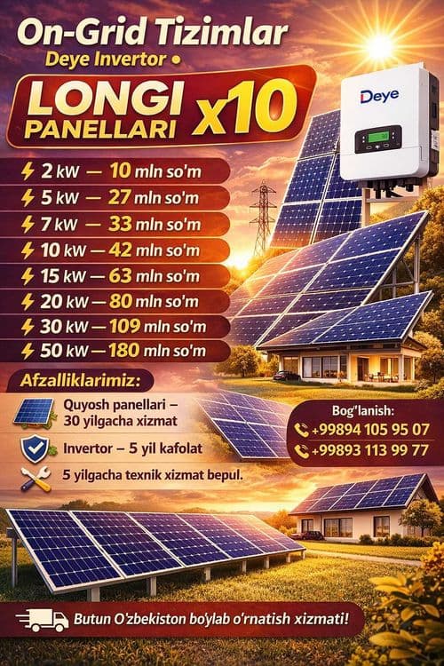 quyosh panell on grid 10 kvt longi x10 — 1