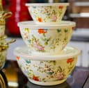 Набор эмалированных салатников, мисок с крышками 1-2.5-4 литра