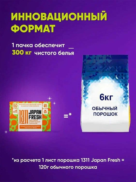 Стиральный порошок JAPAN FRESH 1311 для автоматической и ручной стирки — 4