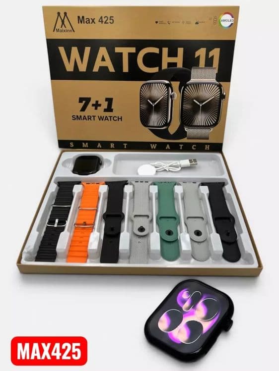 Smart Watch Maixinn Max Series 11, AMOLED ekran, 7 ta remen bilan