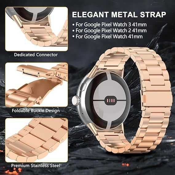 Ремешок для Google Pixel Watch 41 mm, металлический, цвет rose gold — 2