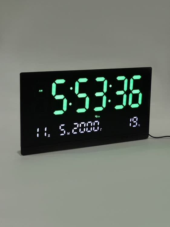 Часы электронные настенные 47.5×25.3 см, зелёные и красные цифры — 2