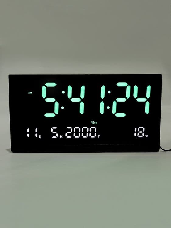 Часы электронные настенные 47.5×25.3 см, зелёные и красные цифры — 3