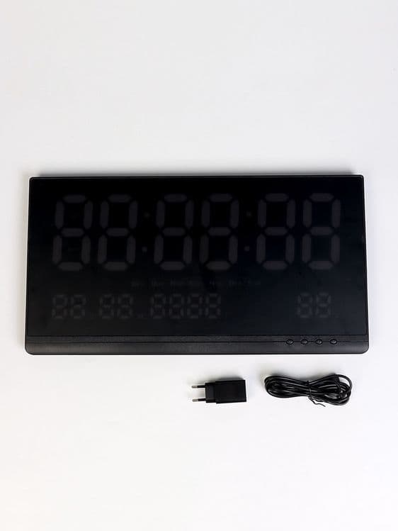 Часы электронные настенные 47.5×25.3 см, зелёные и красные цифры — 7