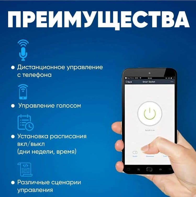 Умная WiFi розетка Tuya Smart c 16-20A с Google Home и Amazon alexa — 2