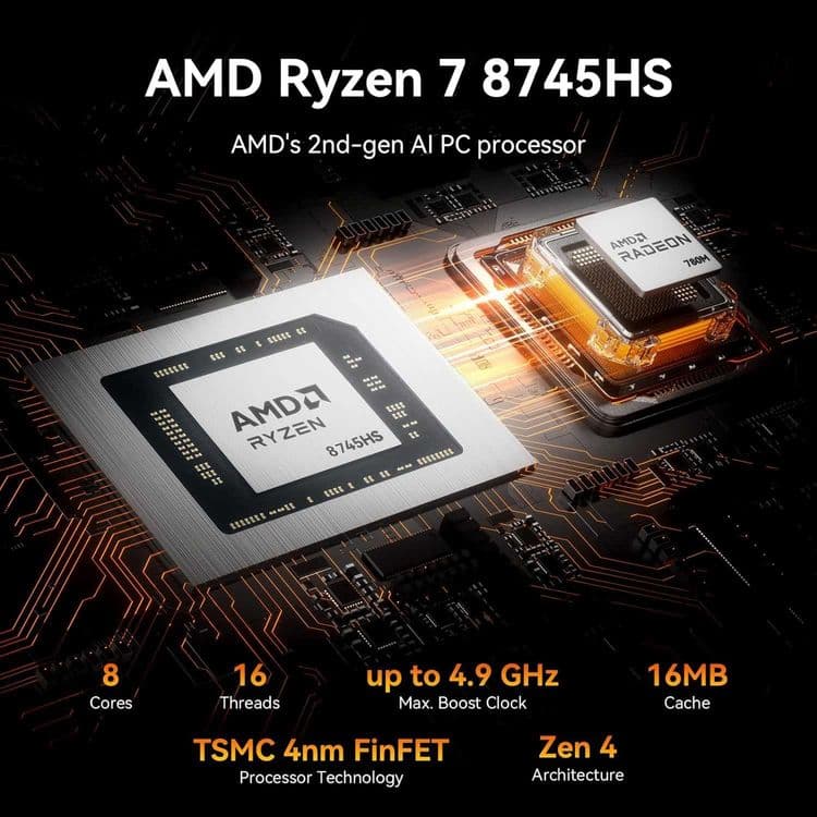 Мини Пк Mini Pc GEEKOM AE8 MAX AMD Ryzen 7 8745HS 32Gb DDR5 / 1Tb SSD — 7