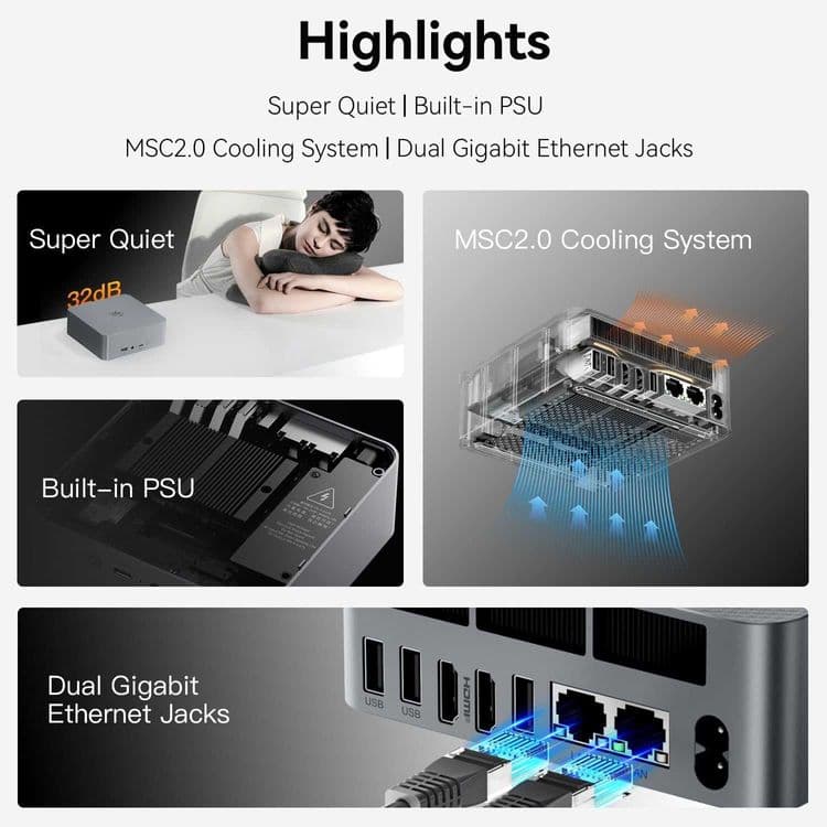 Mini PC Мини Пк Beelink EQR7 AMD Ryzen 7 7735U 32GB LDDR5 / 1TB SSD — 6