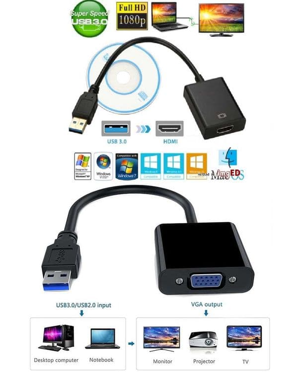 USB 3.0 to VGA/HDMI конвертер (видео адаптер) — 1