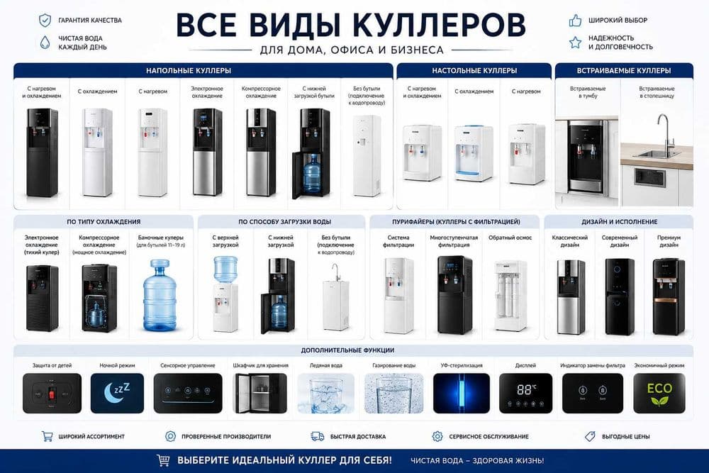Куллеры больших ассортиментов разных фирм оптом с гарантией + доставка