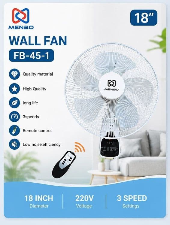 WALL FAN Pultli  kuchli havo haydovchi vintelyatori Вентилятор с пульт — 1