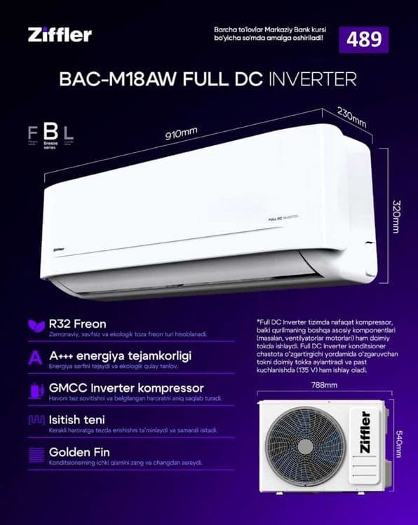 Кондиционеры Ziffler 12 Konditsioner | R32 Freon | Premium Inverter — 4