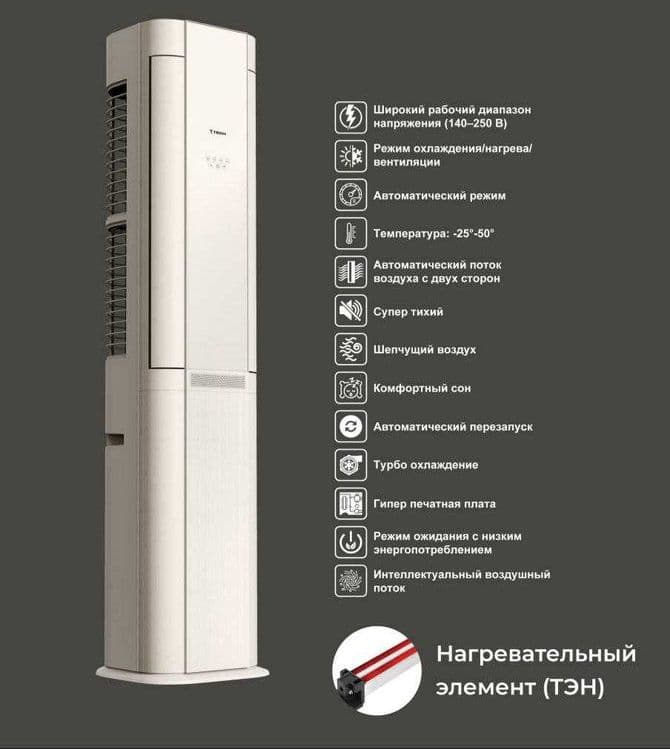 Колонный кондиционер 7TECH 24 inverter, Лето-Зима с доставкой на дом. — 1
