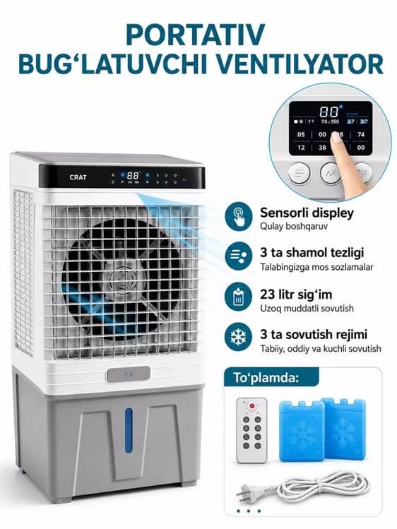 Premium havo sovutgich va namlagich — 4 funksiyali aqlli air cooler — 2