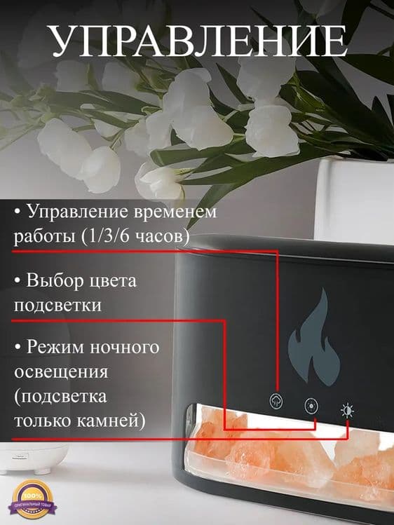 Увлажнитель воздуха мини камин для дома с подсветкой — 4