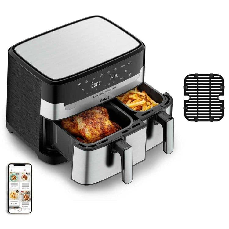 Air Fryer Аэрогриль Tefal 8.3L позволяет готовить 2 разных блюда сразу — 2