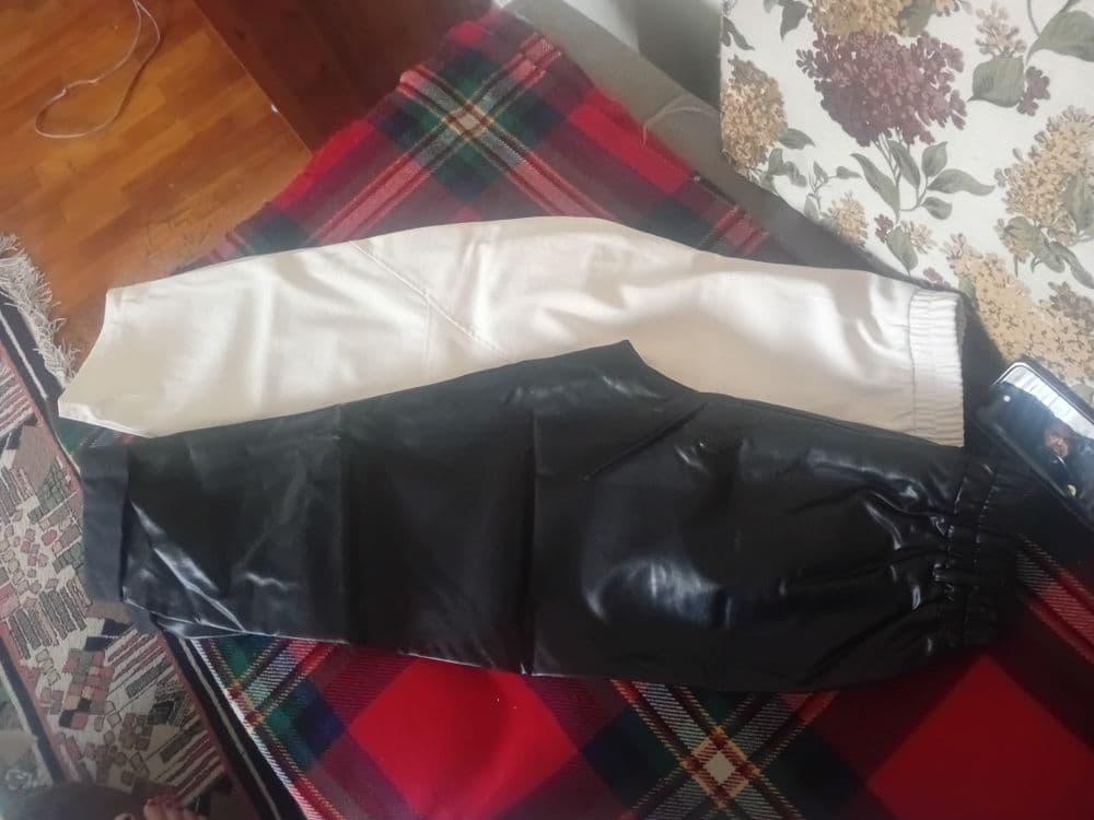 Брюки кожа черные и белые — 3