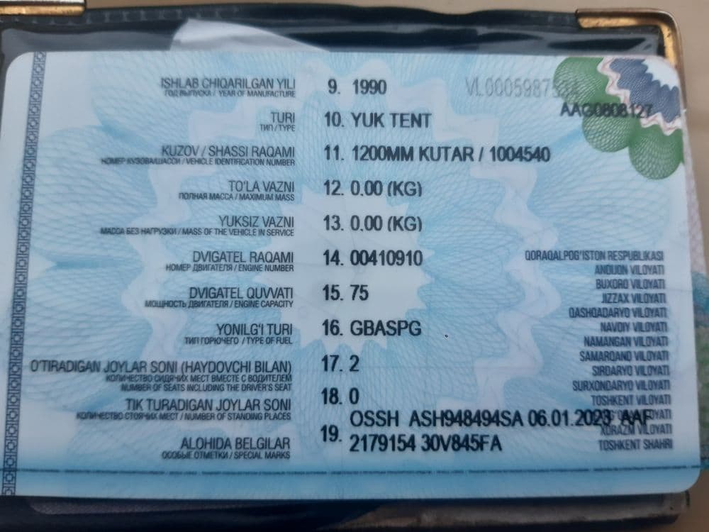 Uvaz moshina sotiladi puliz o‘ziz bilan ketadi xarajati yo‘q tent bor — 6